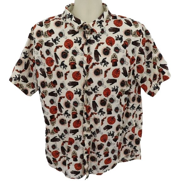 Spirit Halloween Men Large Creature of the Night Collared Button Front Shirt Top - Picture 1 of 9